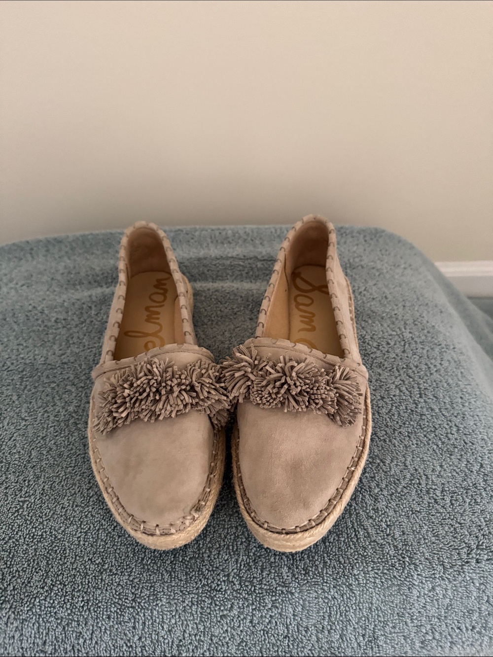 Sam Edelman Taupe Suede Tassel Espadrille Loafers